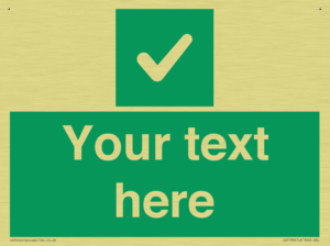 Custom green background, green square with tick sign